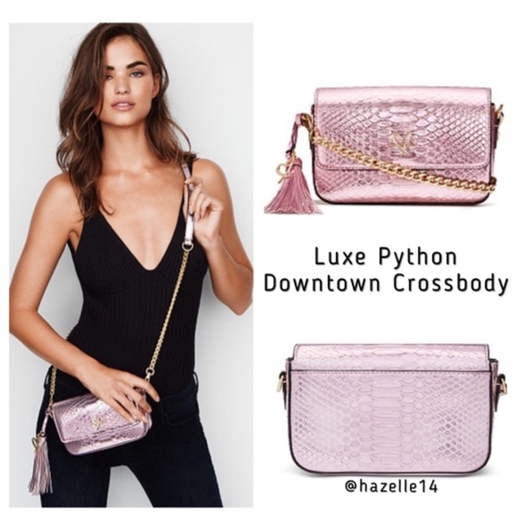 Victoria's Secret Luxe Python Downtown Crossbody Pink - Picture 1 of 5